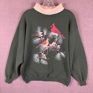 Cotton Grove Womens L Sweatshirt Birds Graphic Made In USA 90's Grandma Vintage